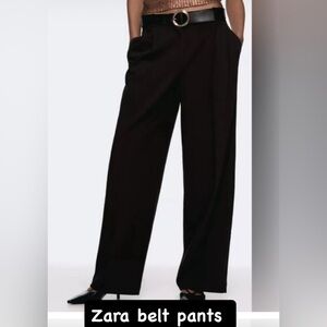 NWT ZARA Pants with a high waist  pleats and belt. Size L
Waist 17 inches